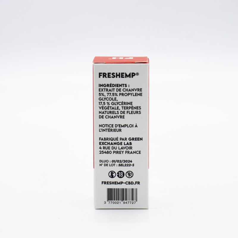 E-liquide FRESHEMP 5% CBD – 10ml. Saveur Strawberry.